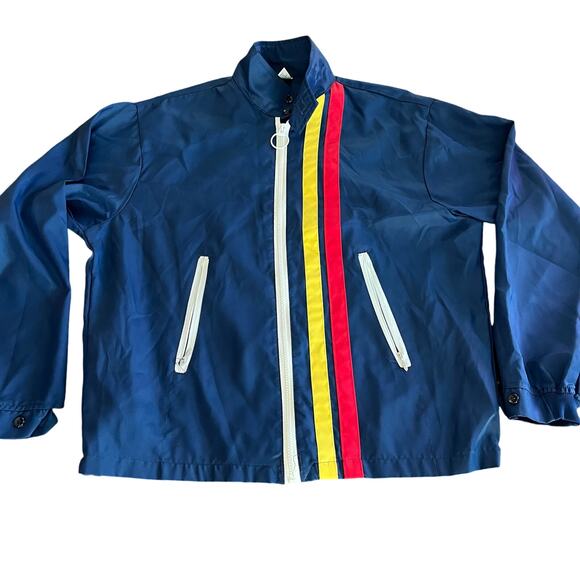 Cap N Jac  Action Advertising Navy Thin Vintage Windbreaker Stripes-Size Medium - Picture 1 of 6